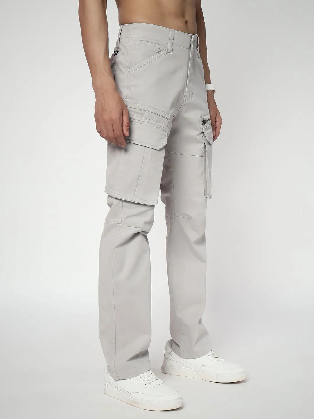 SLIM EIGHT POCKETS CARGO LIGHT GREY