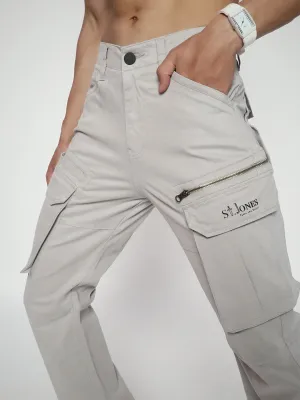 SLIM EIGHT POCKETS CARGO LIGHT GREY