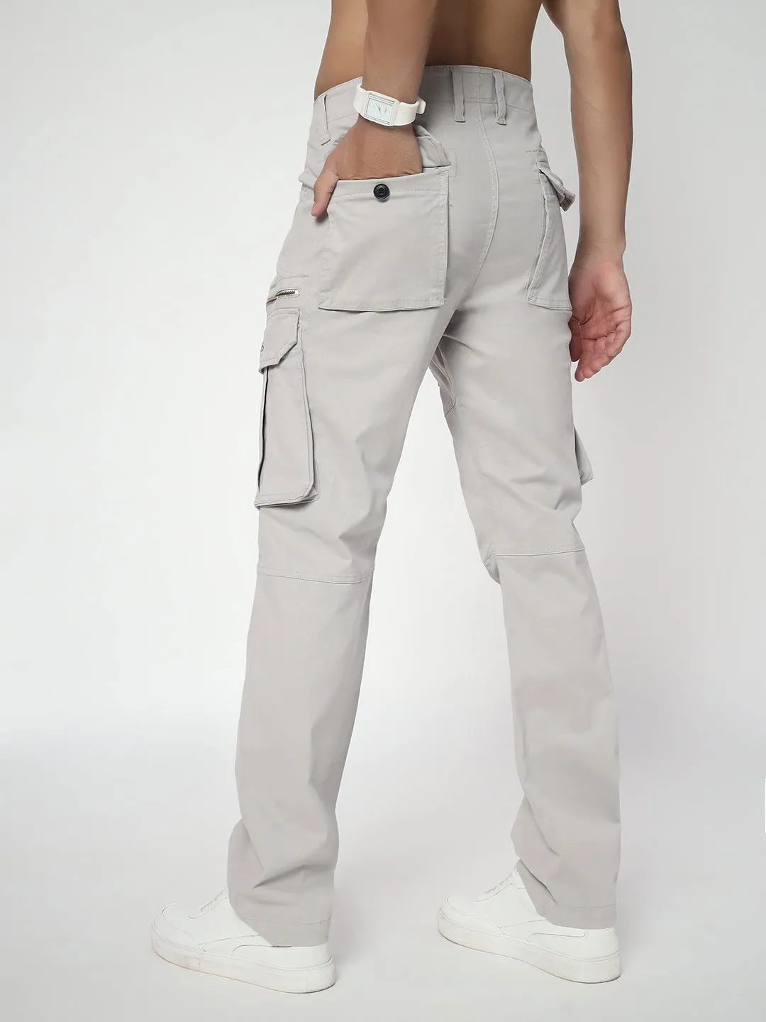 SLIM EIGHT POCKETS CARGO LIGHT GREY