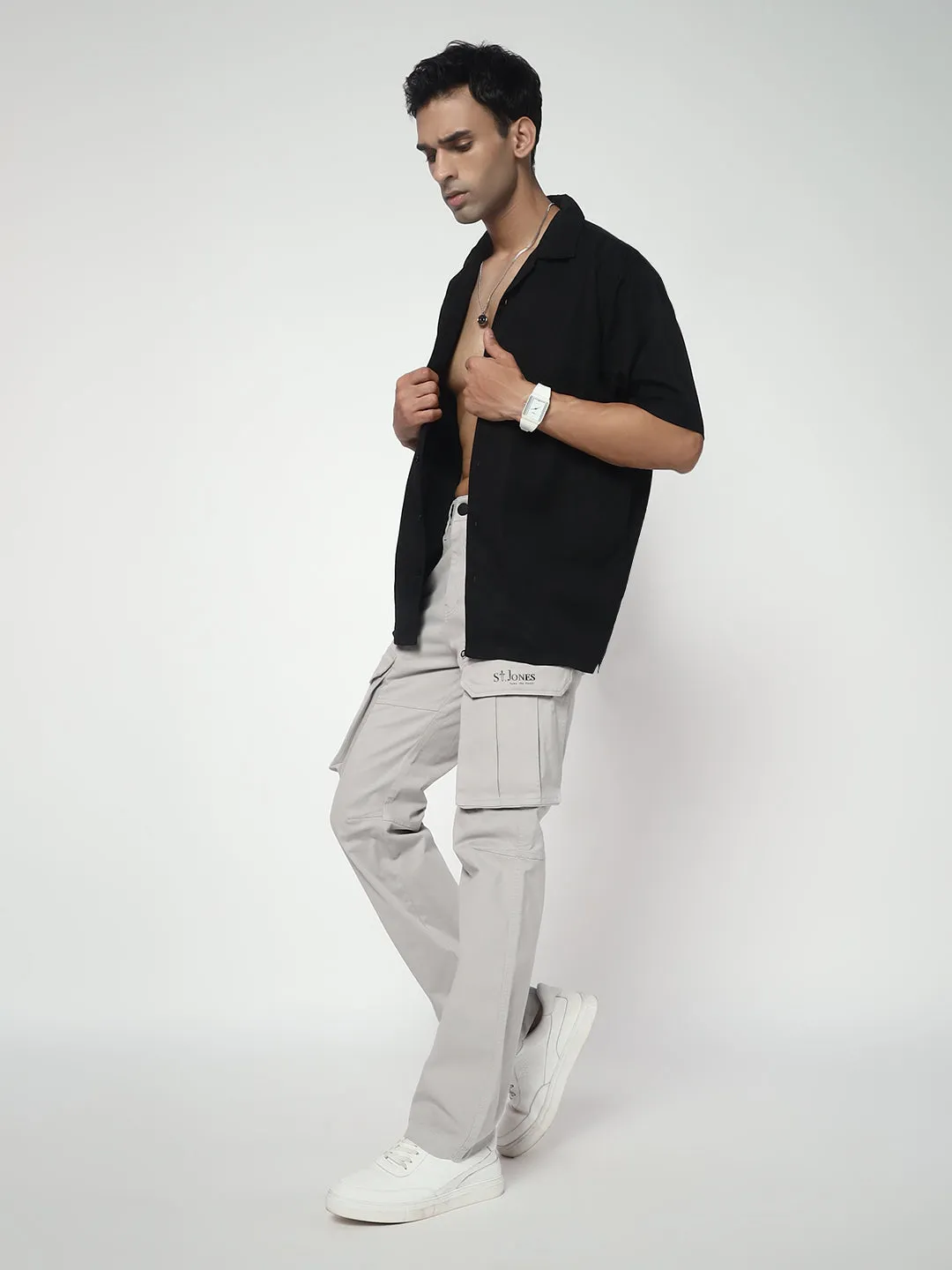 SLIM EIGHT POCKETS CARGO LIGHT GREY