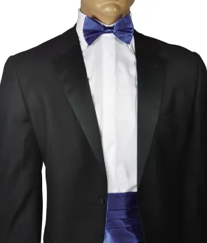 Solid Navy Cummerbund and Bow Tie Set