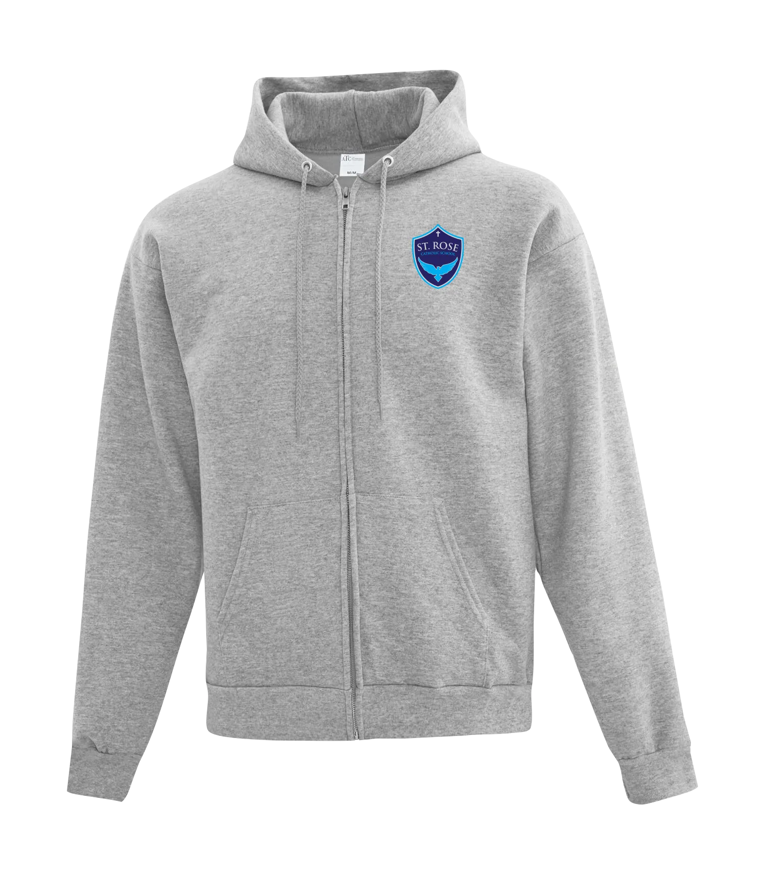 St. Rose Youth Cotton Full Zip Hooded Sweatshirt with Embroidered Left Chest & Personalization