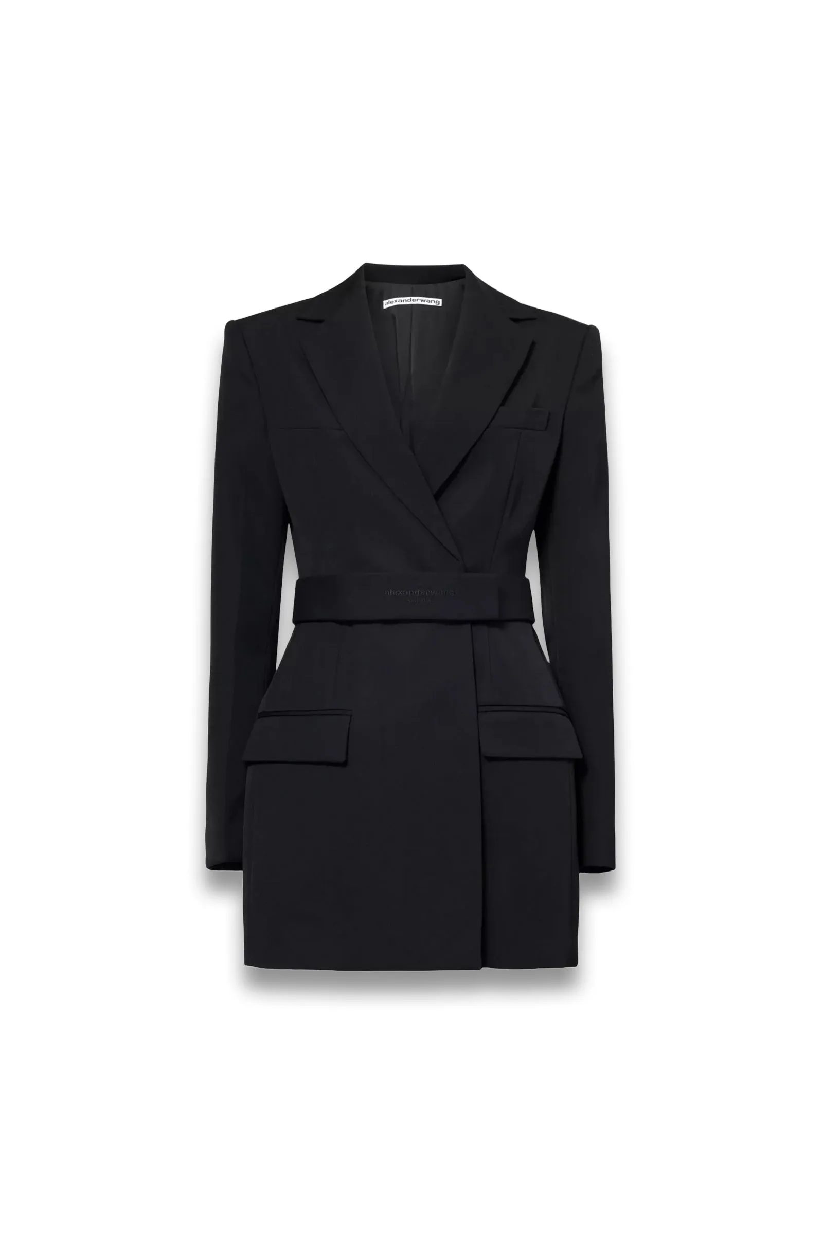 Tailored Belted Wool Blazer Dress
