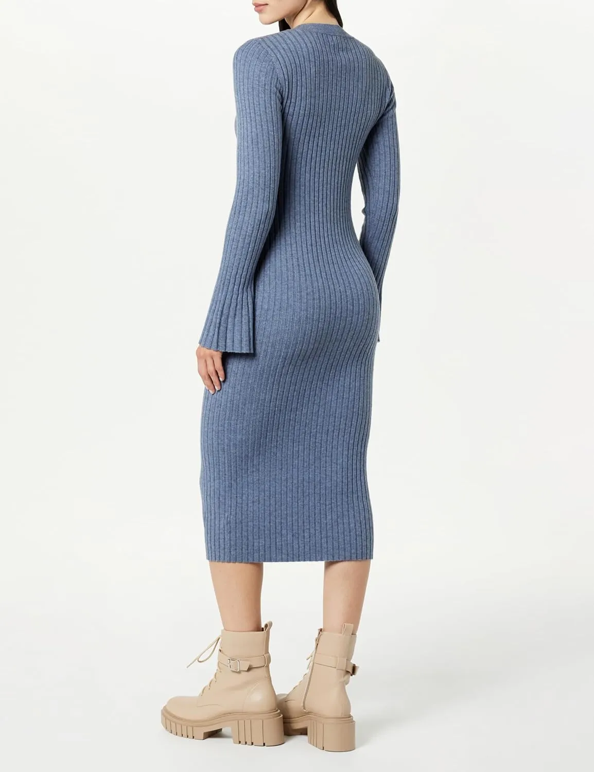 The Drop Women's Fernanda Bell Sleeve Ribbed Sweater Dress