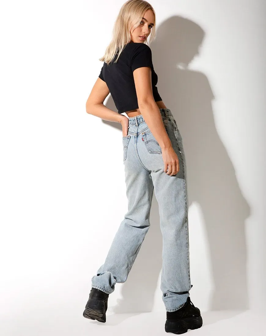 Tindy Crop Top in Black with Butterfly Green Embro