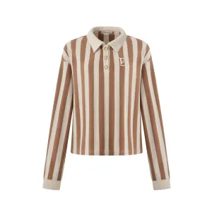 Towel Material Striped Polo Shirt