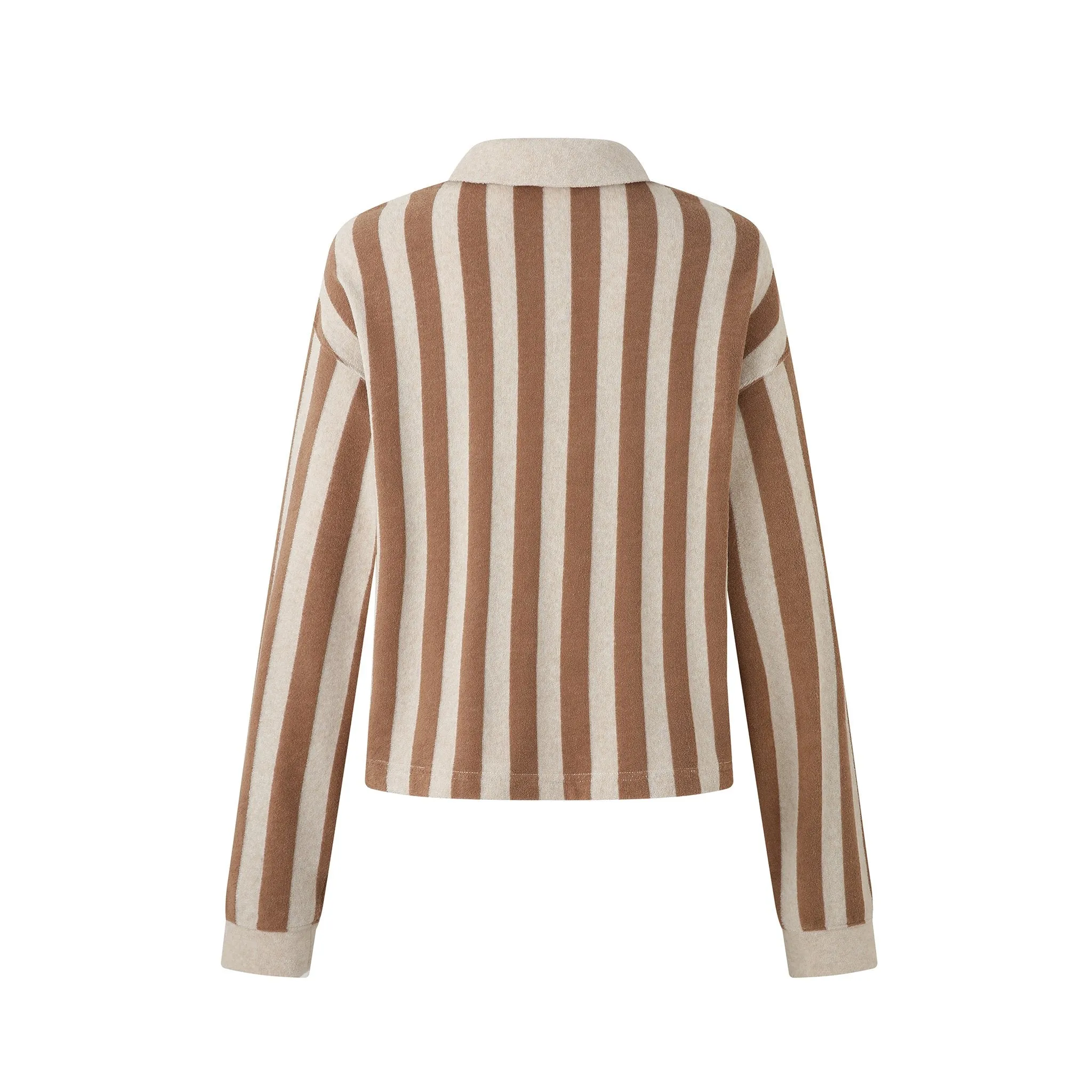 Towel Material Striped Polo Shirt