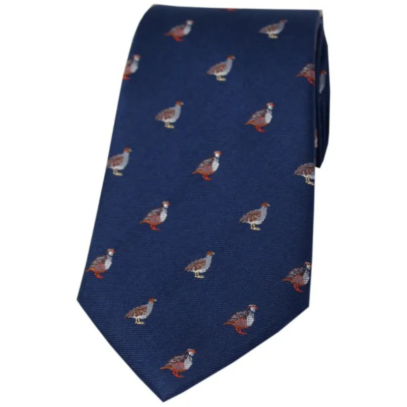William Powell Woven Silk Grouse and Partridge Tie - Navy