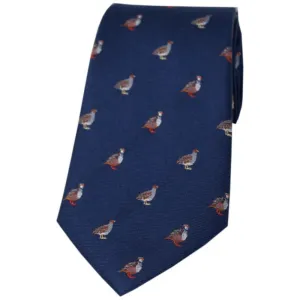 William Powell Woven Silk Grouse and Partridge Tie - Navy