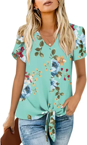 Womens 2025 Casual Summer Tops V-Neck Button Down Shirts Loose Fit Tunic Blouses