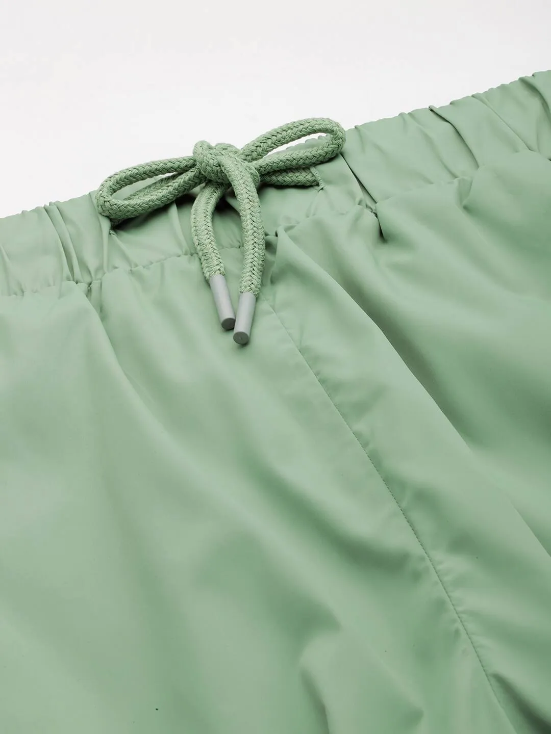Women's Mid Rise Green Loose Tapered Fit Joggers