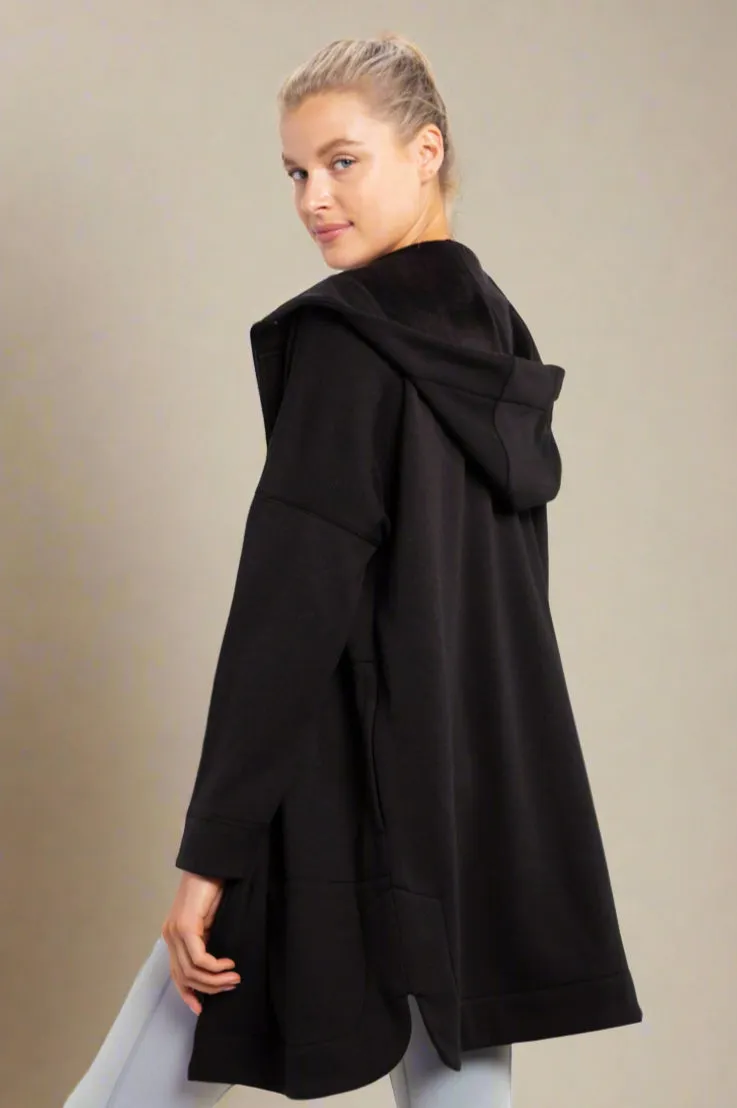 Zip-Up Jacket With Hood Black