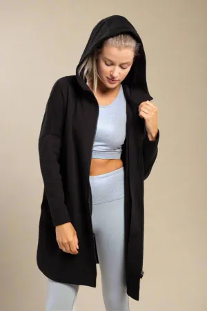 Zip-Up Jacket With Hood Black