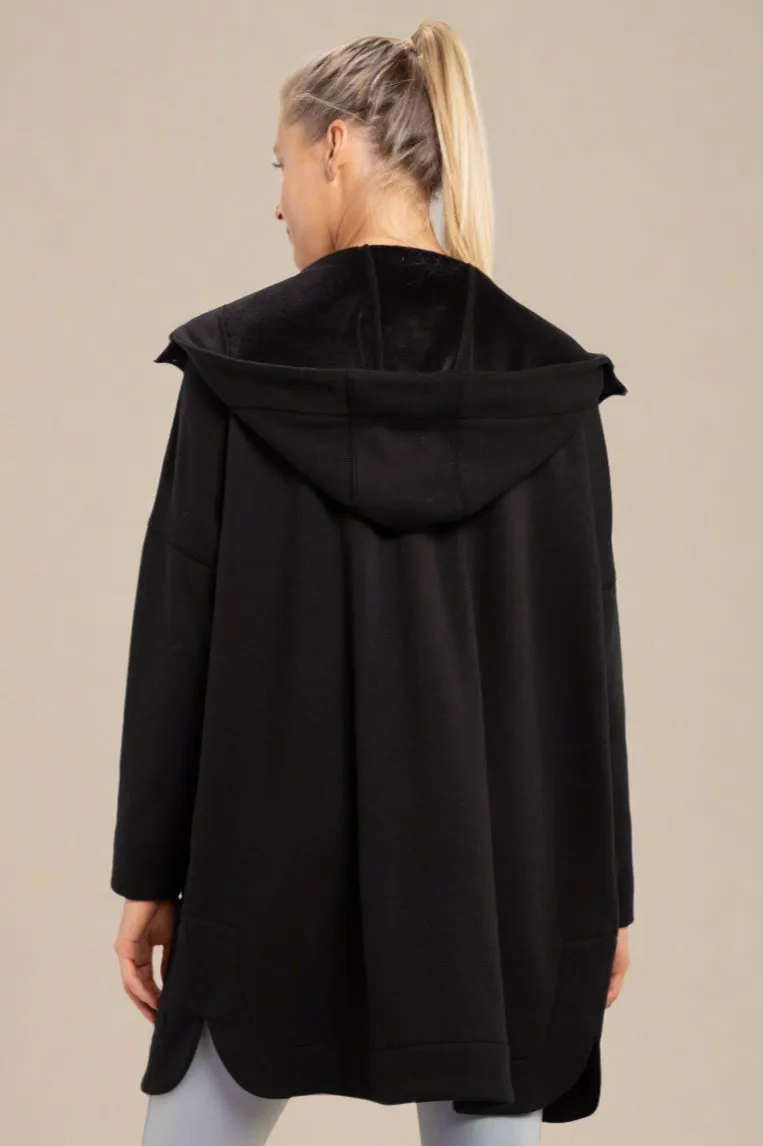 Zip-Up Jacket With Hood Black