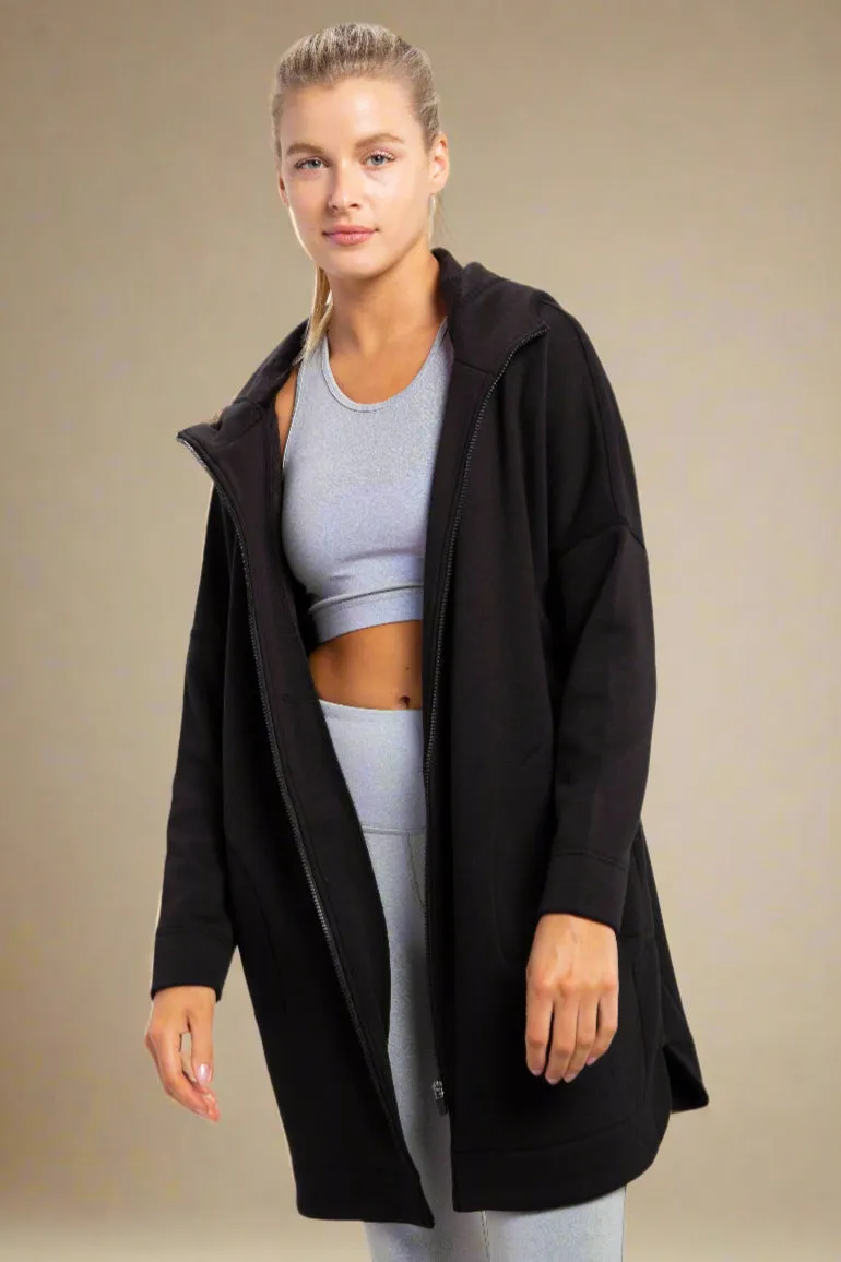 Zip-Up Jacket With Hood Black
